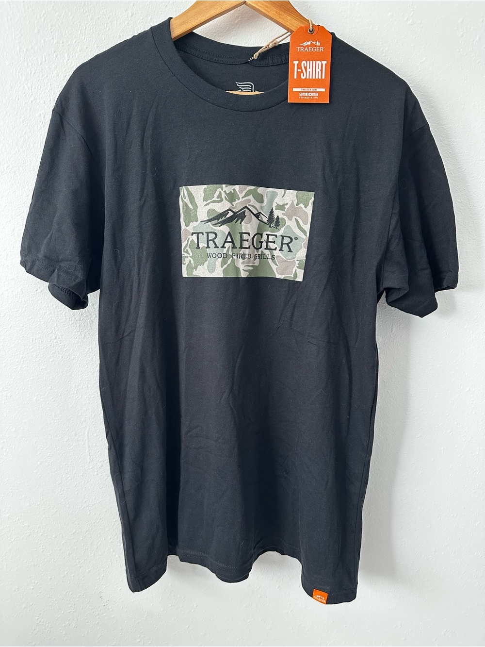 Men's Black Logo T-Shirt with Camouflage Graphic